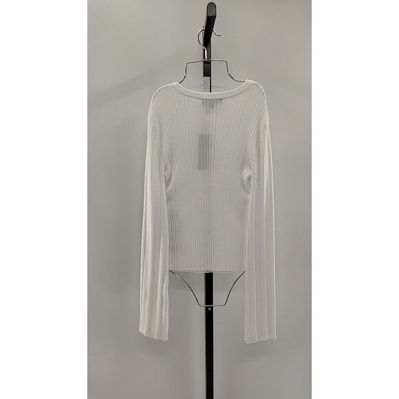 Lulus Women Nydia Ribbed Long Sleeve Sweater Top White Sleeved S - Picture 3 of 3